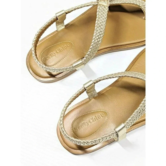 See by Chloe Women's Nola Gold Braided Strap Thong Sandals Size 37 (MSRP $325) - Picture 6 of 10